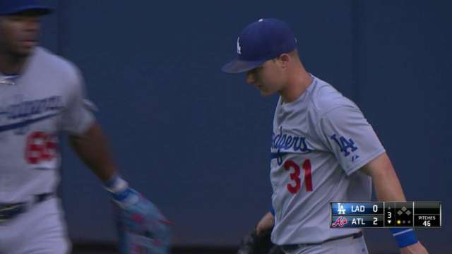 Joc Pederson's foul ball forced teammate Corey Seager to hit the