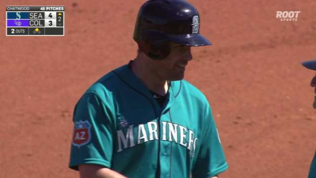 Seattle Mariners, from left, Taijuan Walker, James Paxton, Charlie Furbush  and Nelson Cruz show-off the