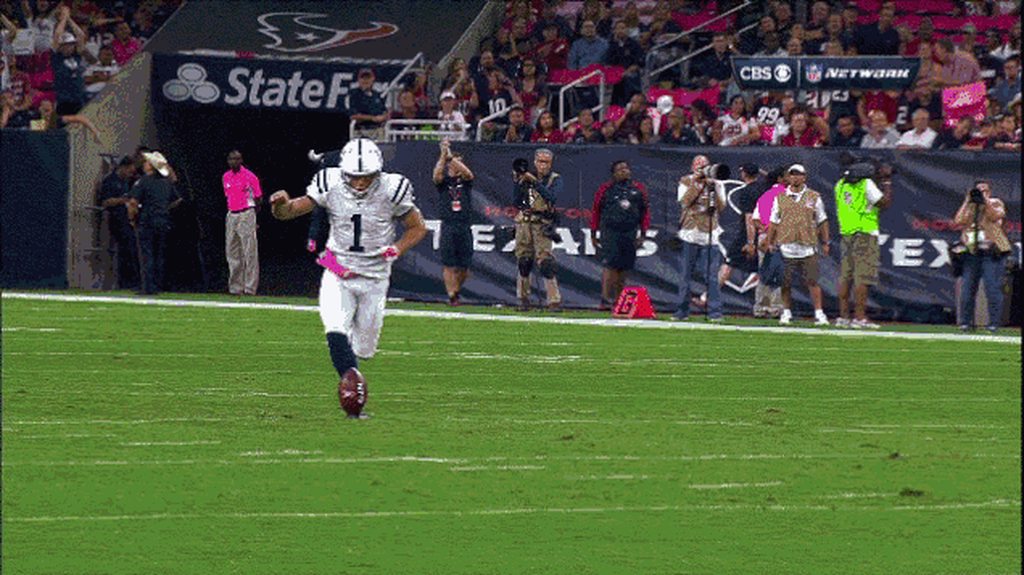 Colts punter Pat McAfee recovers his own onside kick vs. Texans 