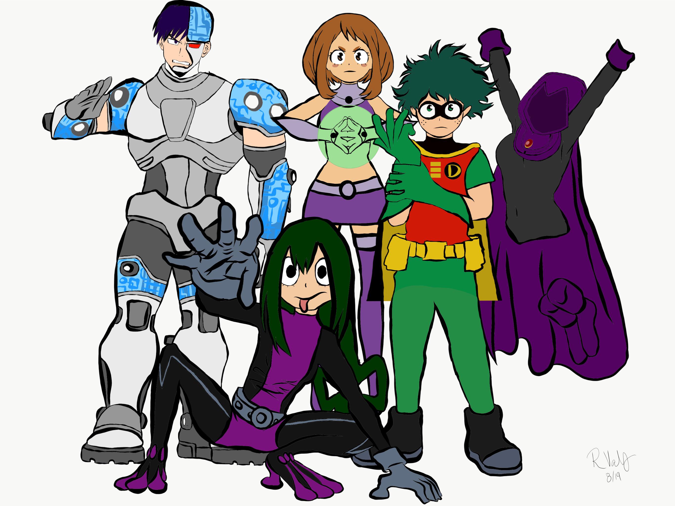 Arte Traz Crossover Entre My Hero Academia E Jovens Titãs