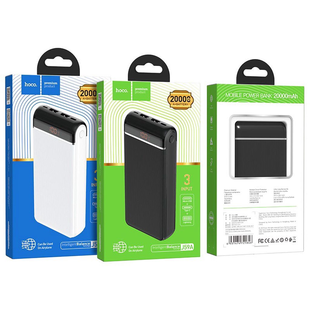 SẠC DỰ PHÒNG CAO CẤP HOCO J59A / 20000MAH 2 CỔNG RA - CHÍNH HÃNG