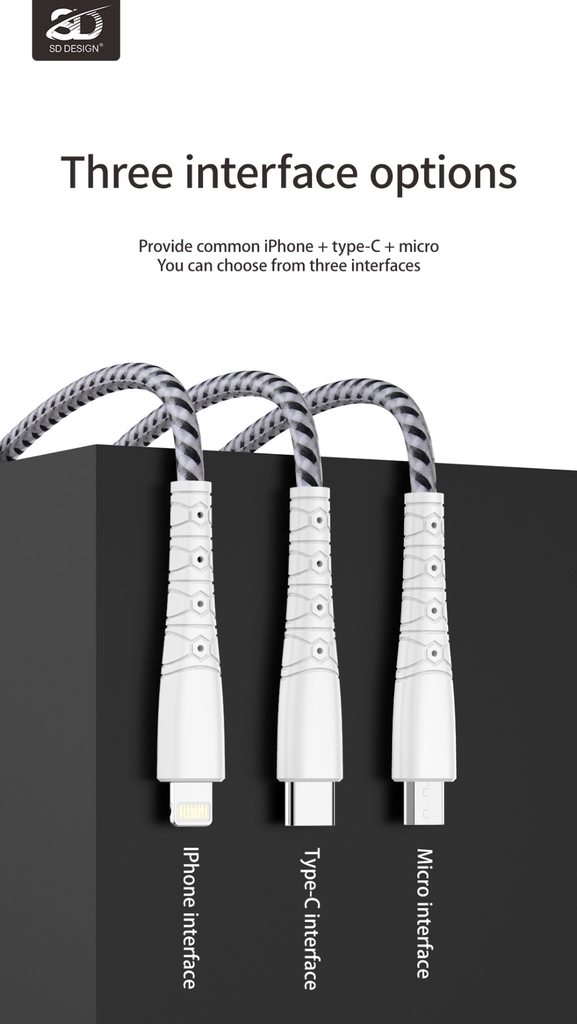 CÁP SẠC NHANH SD DESIGN M25 DÒNG 5A ĐẦU LIGHTNING DÀI 1M - CHÍNH HÃNG