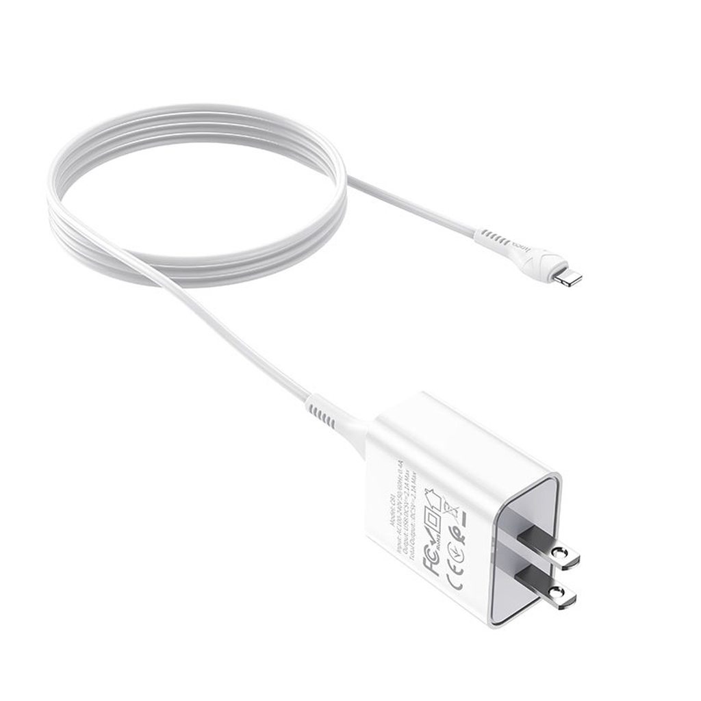 BỘ SẠC NHANH HOCO C81 5V/2.1A ĐẦU LIGHTNING DÀI 1M - CHÍNH HÃNG
