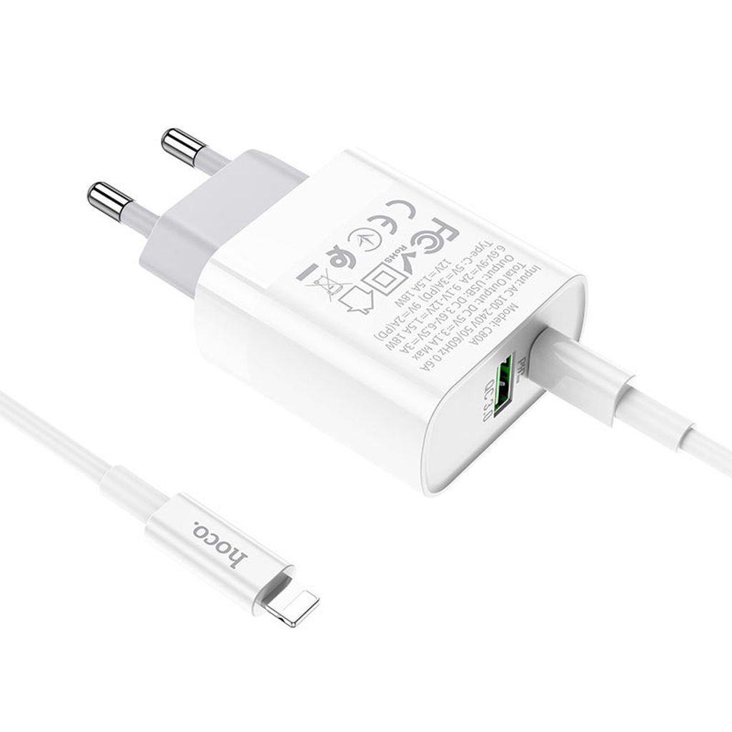 BỘ SẠC NHANH HOCO C80A PD LIGHTNING 3.1A / 20W / QC 3.0 - CHÍNH HÃNG