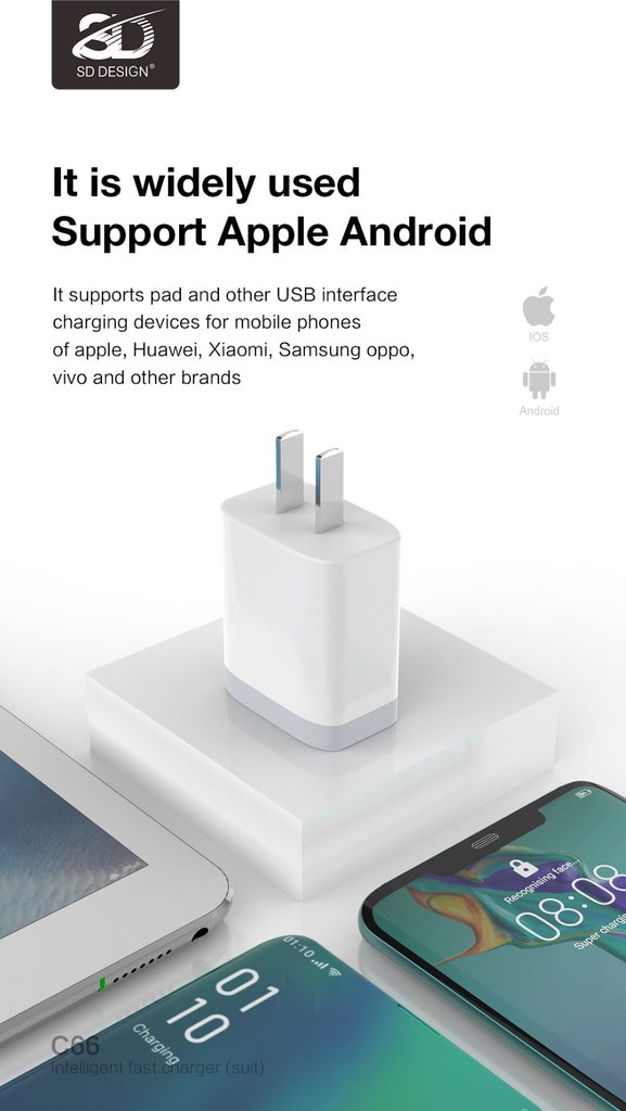 CỦ SẠC SD DESIGN C66 DÒNG 2.4A - CHÍNH HÃNG