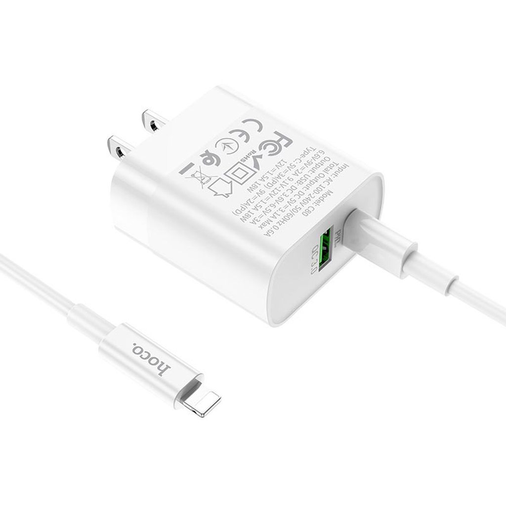 BỘ SẠC NHANH HOCO C80  PD LIGHTNING 3.1A / 20W / QC 3.0 - CHÍNH HÃNG