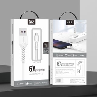 CÁP SẠC NHANH SD DESIGN T8 DÒNG 6A ĐẦU LIGHTNING DÀI 1M - CHÍNH HÃNG