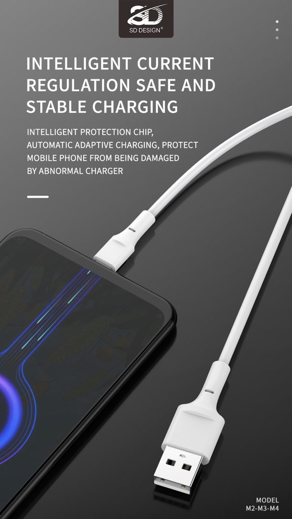 CÁP SẠC NHANH SD DESIGN M3 ĐẦU LIGHTNING DÀI 1M - CHÍNH HÃNG