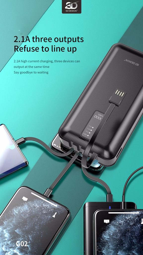 SẠC DỰ PHÒNG SD DESIGN ĐA NĂNG G02 / 20000MAH 1 CỔNG RA - CHÍNH HÃNG (MUA 10 TẶNG 2)