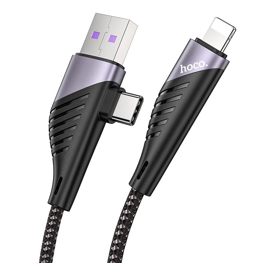 CÁP SẠC NHANH HOCO 2 IN 1 U95 PD 20W USB/TYPE-C RA LIGHTNING DÀI 1.2M - CHÍNH HÃNG