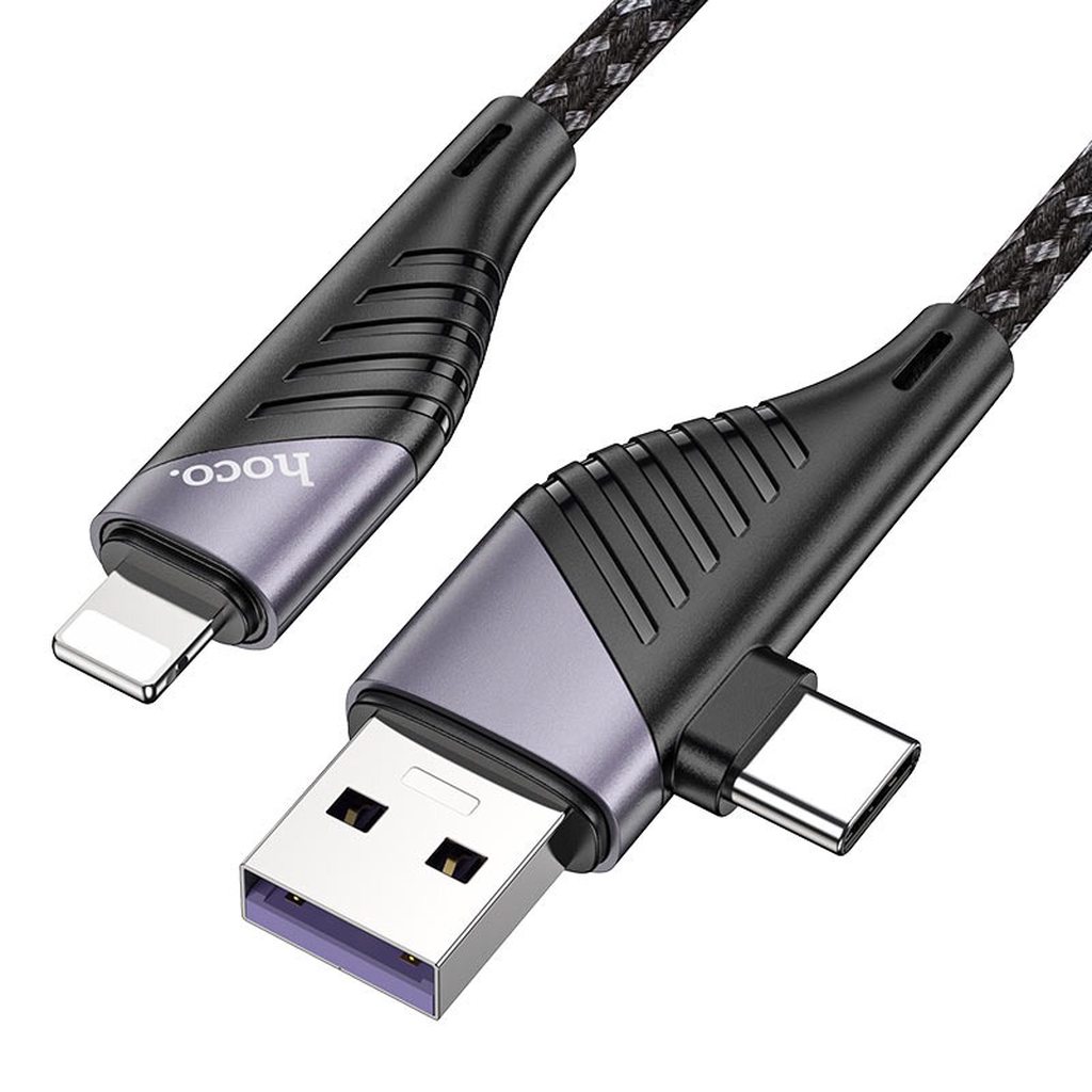 CÁP SẠC NHANH HOCO 2 IN 1 U95 PD 20W USB/TYPE-C RA LIGHTNING DÀI 1.2M - CHÍNH HÃNG