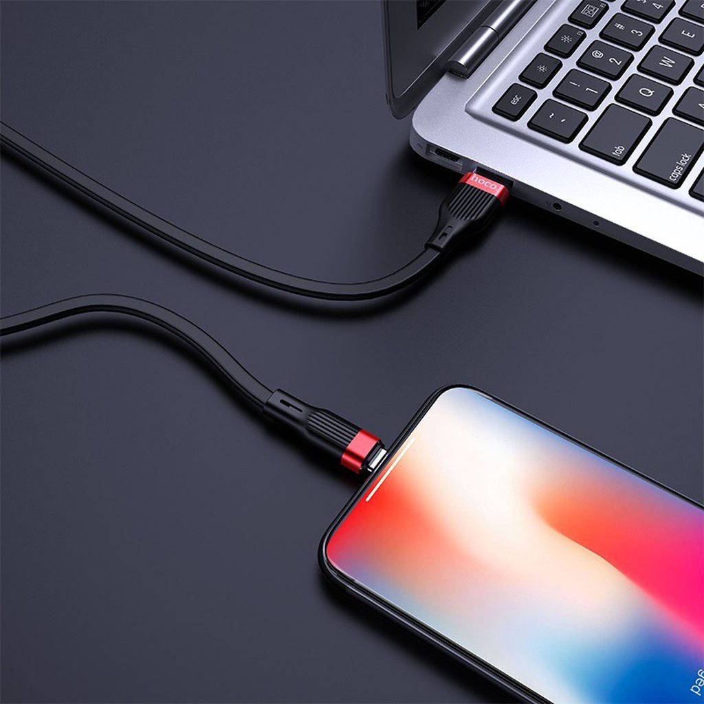 CÁP SẠC NHANH SILICON HOCO U72 DÒNG 2.4A ĐẦU LIGHTNING DÀI 1.2M - CHÍNH HÃNG