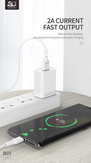 BỘ SẠC NHANH SD DESIGN B03 QC2.0 / 2A ĐẦU TYPE C - CHÍNH HÃNG