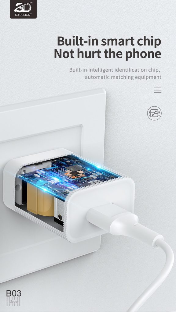 BỘ SẠC NHANH SD DESIGN B03 QC2.0 / 2A ĐẦU MICRO - CHÍNH HÃNG