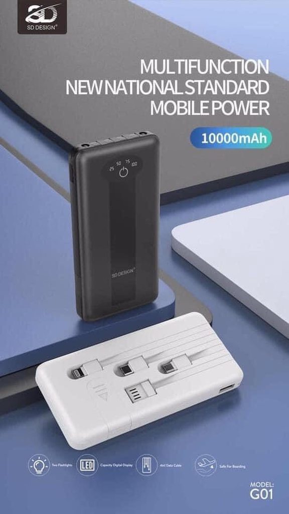 SẠC DỰ PHÒNG SD DESIGN ĐA NĂNG G01 / 10000MAH 1 CỔNG RA - CHÍNH HÃNG (MUA 10 TẶNG 2)