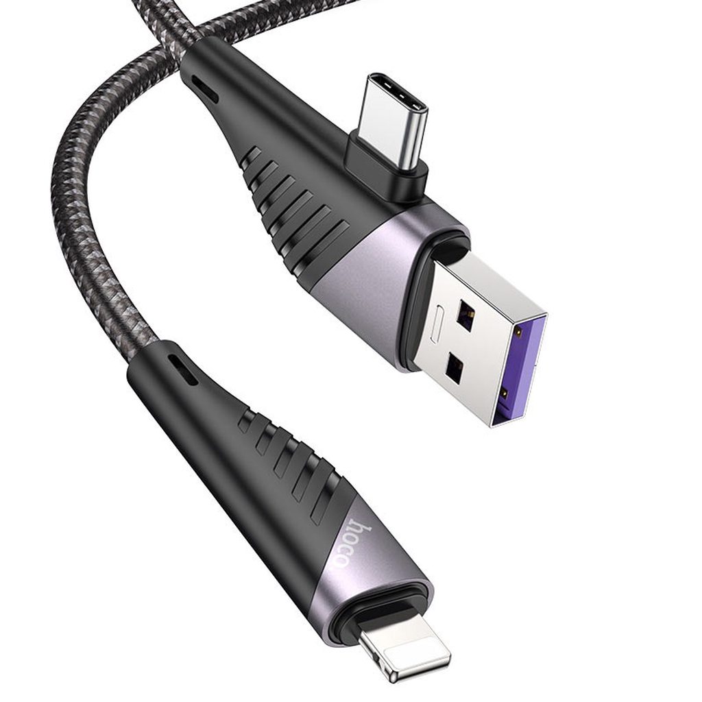CÁP SẠC NHANH HOCO 2 IN 1 U95 PD 20W USB/TYPE-C RA LIGHTNING DÀI 1.2M - CHÍNH HÃNG