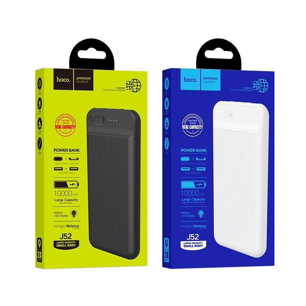 SẠC DỰ PHÒNG CAO CẤP HOCO J52 / 10000MAH 2 CỔNG RA - CHÍNH HÃNG