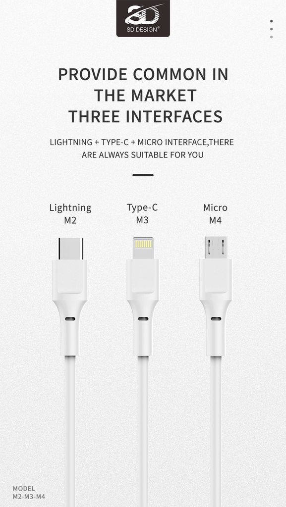 CÁP SẠC NHANH SD DESIGN M4 ĐẦU MICRO DÀI 1M - CHÍNH HÃNG
