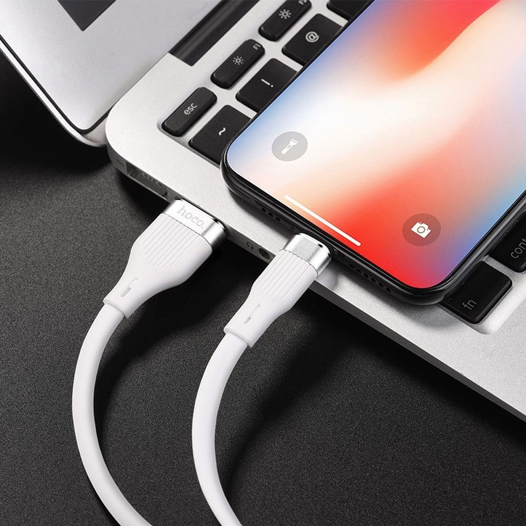 CÁP SẠC NHANH SILICON HOCO U72 DÒNG 2.4A ĐẦU LIGHTNING DÀI 1.2M - CHÍNH HÃNG