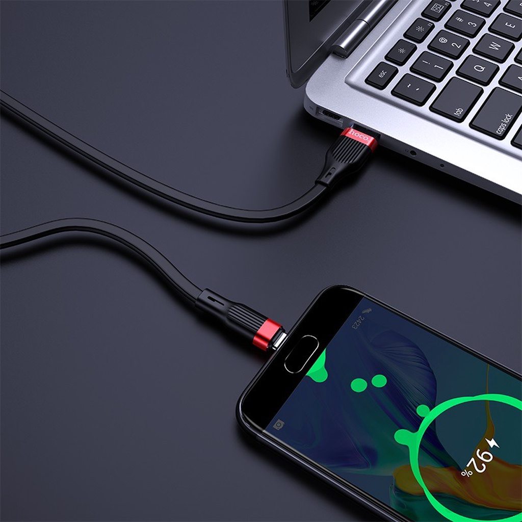 CÁP SẠC NHANH SILICON HOCO U72 DÒNG 2.4A ĐẦU MICRO DÀI 1.2M - CHÍNH HÃNG