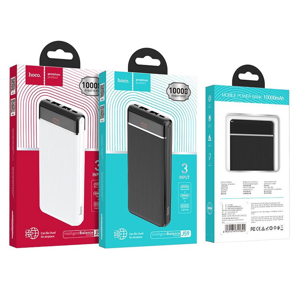 SẠC DỰ PHÒNG CAO CẤP HOCO J59 / 10000MAH 2 CỔNG RA - CHÍNH HÃNG