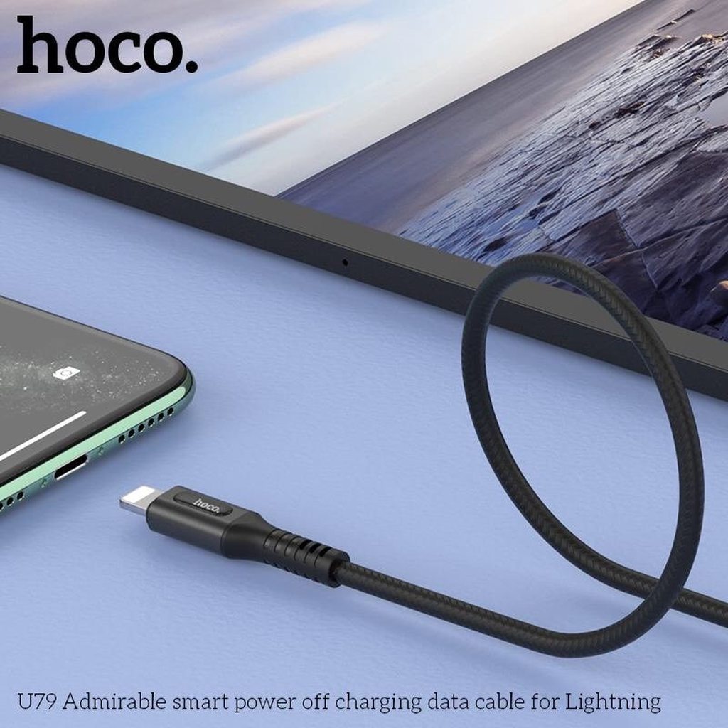 CÁP SẠC NHANH HOCO U79 TỰ NGẮT ĐẦU LIGHTNING DÀI 1,2M - CHÍNH HÃNG