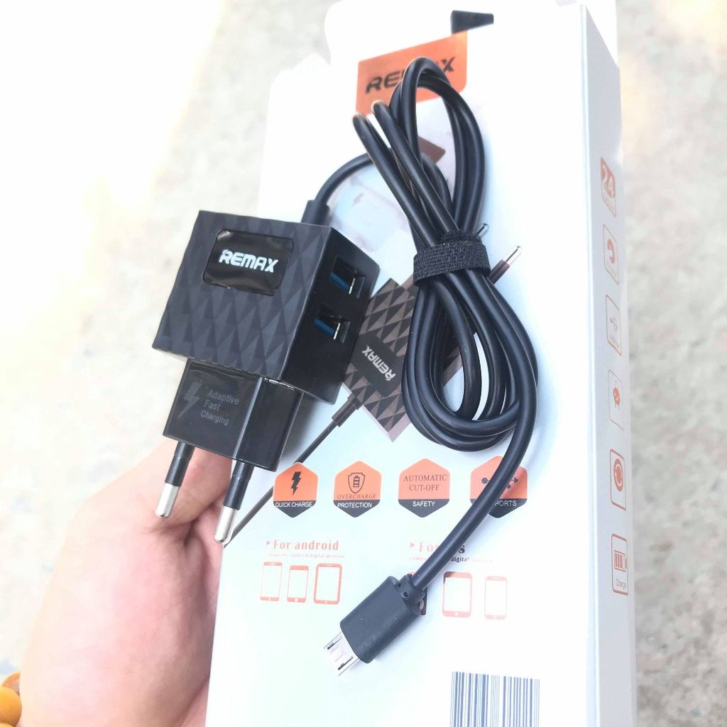 BỘ SẠC REMAX RM-017 ĐẦU MICRO CÓ HỖ TRỢ 2 CỔNG USB